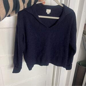 A new day collared slightly cropped sweater